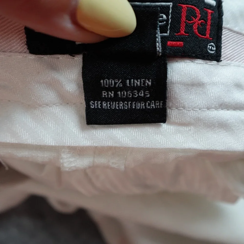 Prestige Pant‎ Mens 38 White Linen Pleated Trousers Preppy Beachy Resortwear